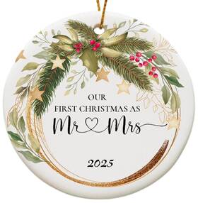 Weddingornament-2025 Vivulla68 Wedding Gifts For Couple Our First Christmas Married Wreath 2025