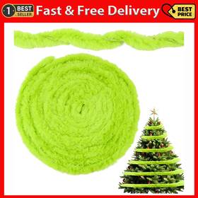 9461t-11-01 Voccos Grinch Christmas Garland Faux Fur Ribbon Trim Xmas Tree Decoration Furry