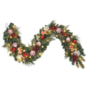 Gldgb25 Vofuly 6 Ft Gingerbread Christmas Garland With 30 Lights Timer/baking Holiday D
