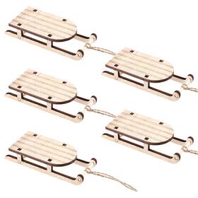 V172137gq7fldfd Vosarea 5 Pcs Sleigh Tree Ornament Wooden Sled Mini Ornaments Christmas Dorm Decor