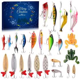 Rui570 Vtyepou Advent Calendar Fishing Christmas Countdown - 24 Days Lures Set For F