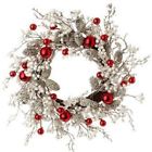 W3506163 Raz Christmas White Pine Cone Red Berry Ball Wreath Wow