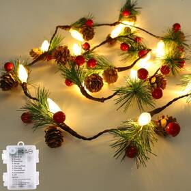 W-cgl-20c6 Wabarle 2pack Christmas Garland With Lights 7ft Pinecones String Wit