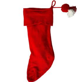 Walmart 020972034841 Red Knitted Christmas Stocking With Pom 38 Inch Jumbo Festive Holiday Decor