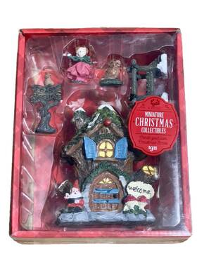 Walmart 049696518673 5 Piece Miniature Gnome Fairy Owl Christmas Collectibles Create Your Own Scene