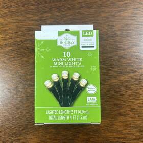 70-932sa Walmart Holiday Time 10 Warm White Mini Led Christmas Lights Green Wire Battery Powered