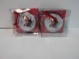 8512916 Walmart Christmas Holiday Photo Ball Ornament Clear Acrylic Silver Top Set Of 2 Nip