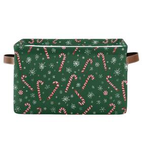 G460698175 Wamika Christmas Green Storage Basket With Waterproof Liner And Pu Handles Wi