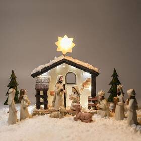 Ysbj02 Wanchiy Nativity Set Indoor Christmas Decoration- 13 Pieces Scene With Mange