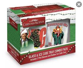 2104411001 Warner Bros National Lampoons Christmas Vacation Glass And Ice Cube Tray Combo Pack New