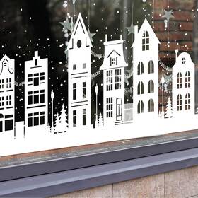 Yug-watersay-0459 Watersay 47 Inch 2 Pcs Christmas Winter Scene Window Clings Extra Large Village Street