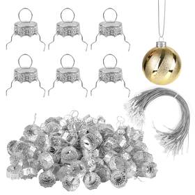 Wbcbec 606267108826 100 Pieces Round Christmas Ornament Caps And Silver