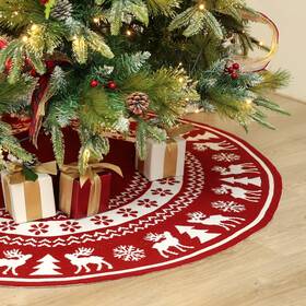 Wbhome 810033896217 Christmas Tree Skirt 52 Inch Double-layer Cable Knitted Thick Rustic Holiday