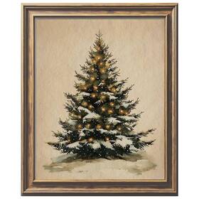 Cd113-snow-tree-8x10 Wcdhor Vintage Christmas Tree Print Pine Winter Holidays Wall A