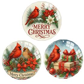 Cardinal-1 Weartfun Red Cardinal Christmas Ornaments - 3 Pcs Polystyrene Tree Decoratio