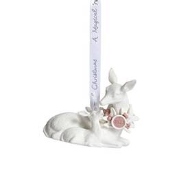 Wedgwood 701587475075 Baby S First Christmas 2023 2.6 Inch Porcelain Doe And Fawn Ornament