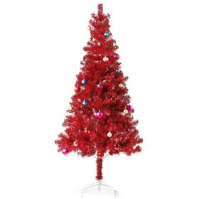 Wdtr02r Wellwood 6 Ft Tinsel Christmas Tree With 24ct Assorted Ornament Set Metal Stand Easy