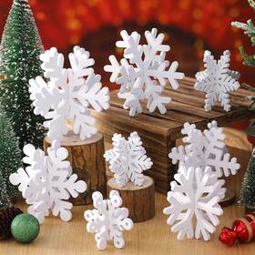 Six-wenqik-447 Wenqik 16 Pcs Winter Wooden Snowflake Decor Christmas White