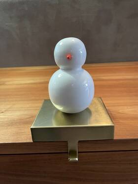 296206 West Elm Williams Sonoma Enamel Snowman Christmas Holiday Stocking Holder Htf
