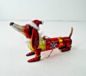 16580 Westland Hot Diggity Dog #16580 Dachshund Christmas Santa Weiner Ornament