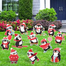 Chi-weysat-130 Weysat 12 Pcs Christmas Decorations Outdoor Penguin Yard Signs With