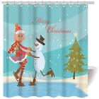 Wgyl160927661 Halloween Christmas Theme Merry Snowman Tree Shower Curtain Polyester Fabric