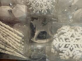 0808257d7 White 128pcs Christmas Balls Ornament Set Shatterproof Plastic Clear And Silver