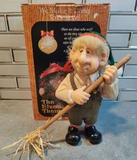 20045 Whitehurst Imports Inc. Zims The Elves Themselves Irving Elf With Broom Christmas Figurine New