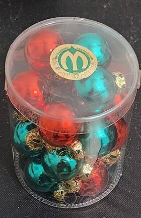 U123-28372-hhs Whitehurst Imports 20 Shiny Glass Ball Red Green Christmas Tree Ornaments 1 Inch