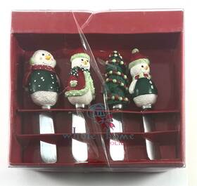 5101 Whole Home 510/5101 Assorted Christmas Snowmen Canap Knife Set Cheese Spreaders New