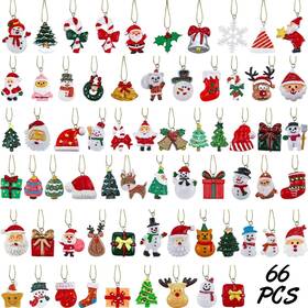 Willbond 829134845650 66 Pieces Mini Resin Christmas Ornaments Miniature Tiny Tree Ornament