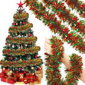 Jk-willbond-1595376 Willbond Christmas Tinsel Garland Xmas Metallic 78.7 Ft Red Green Gold