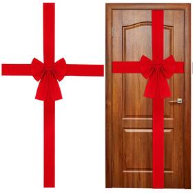 Yy-willbond-797905 Willbond Christmas Cabinet Door Ribbon Bow Large Red Wreath Festival Wra
