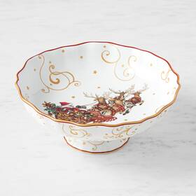 2616227 Williams-sonoma Twas The Night Before Christmas Pedestal Fruit Bowl New