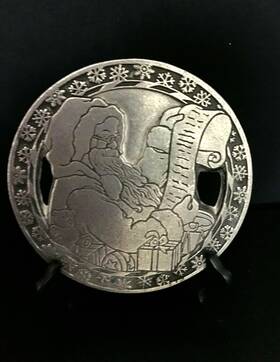 Wa78101204 Wilton Armetale Trivet Holiday Christmas Pewter Santa Checking His List