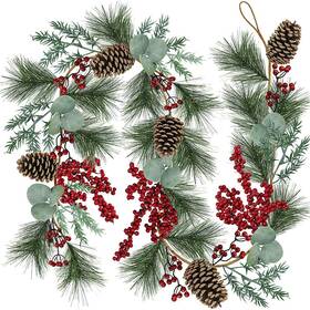 Windiy 781871085678 6ft Artificial Christmas Garland Rustic Twig Vine With Berries Pine Cones Holiday
