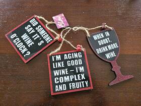 1793 Wine O Clock Sh Chalkboard Sign Christmas Ornaments 3pk Drink