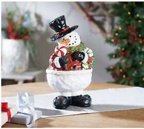 H223296 Winter Christmas Snowman Figurine With Peppermint Candy By Valerie