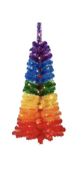 Winter Wonder Lane 029944573746 4 Ft Rainbow Pre-lit Christmas Tree Holiday Pride Ships Fast