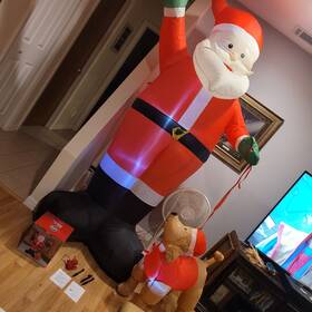 Winter Wonder Lane 481019094202 Christmas Inflatable Santa Claus With Dog Blow Up Yard Decoration 8ft Feet