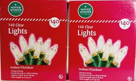 Winter Wonder Lane 764878668860 140 Count Clear Christmas Lights 30 Ft Long Indoor-outdoor Work Set Of 2 New