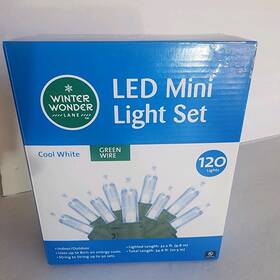 810440159 Winter Wonder Lane Christmas 120 Led Mini Light Set Cool White Green Wire
