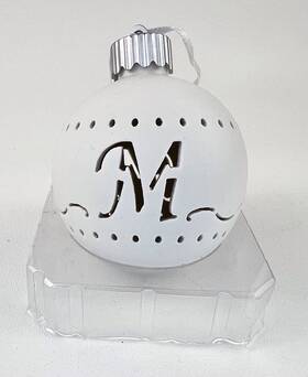 Ww19-5066-orn Winter Wonderland M Tree Ornament Christmas White Monogram Light Up Led
