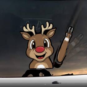 Holrednosereindeer1 Wipertags Red Nose Reindeer Christmas Holiday Waving Wipertag Usa With Decal Attaches T