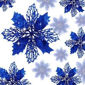 Wironlst 750439581075 16 Pcs Glitter Poinsettia Flowers Artificial - Christmas White Dec