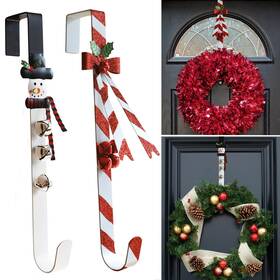 Wkhomedeco 734172206785 2 Pack Candy Cane Snowman Wreath Hangers For Front Door Christmas Decoration