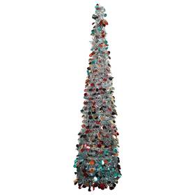 Wokeise 750439096982 5ft Pop Up Tinsel Christmas Tree Collapsible Artificial Pencil Skinny Xmas Co