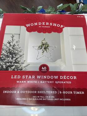 Wondershop 028208207328 Warm White Led Bulbs Christmas Star Window Wall Decor Target New