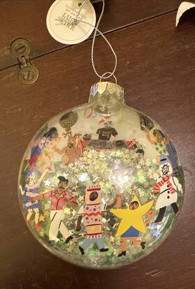 Wondershop 042738036180 Lucy Kirk Holiday Party Round Glass Christmas Tree Ornament Large
