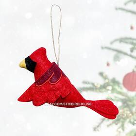 Wondershop 042738041269 Cardinal Felt Christmas Ornament 5.5 Inch Red Plush